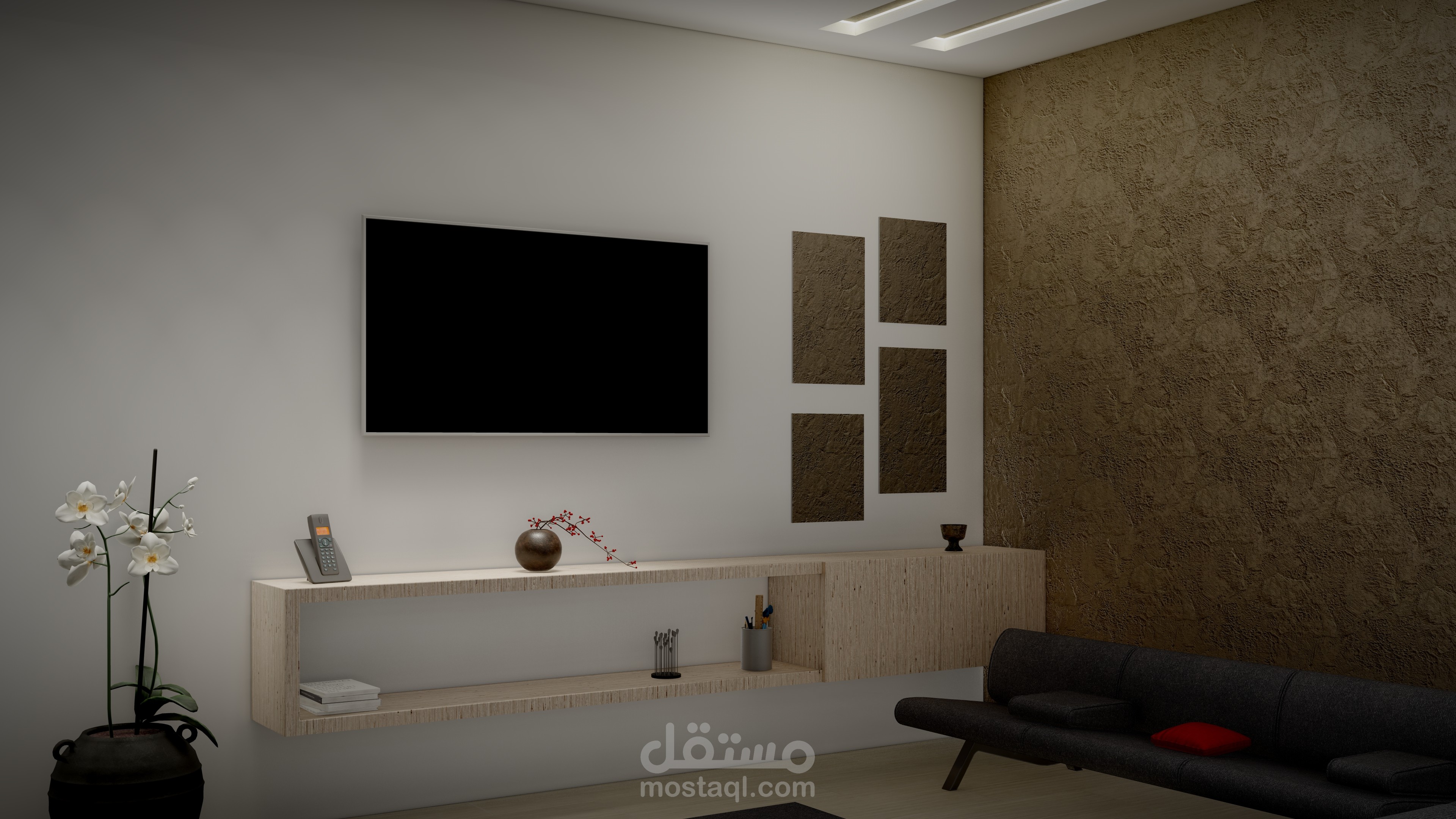 تصميم داخلي لغرفة جلوس بشكل بسيط