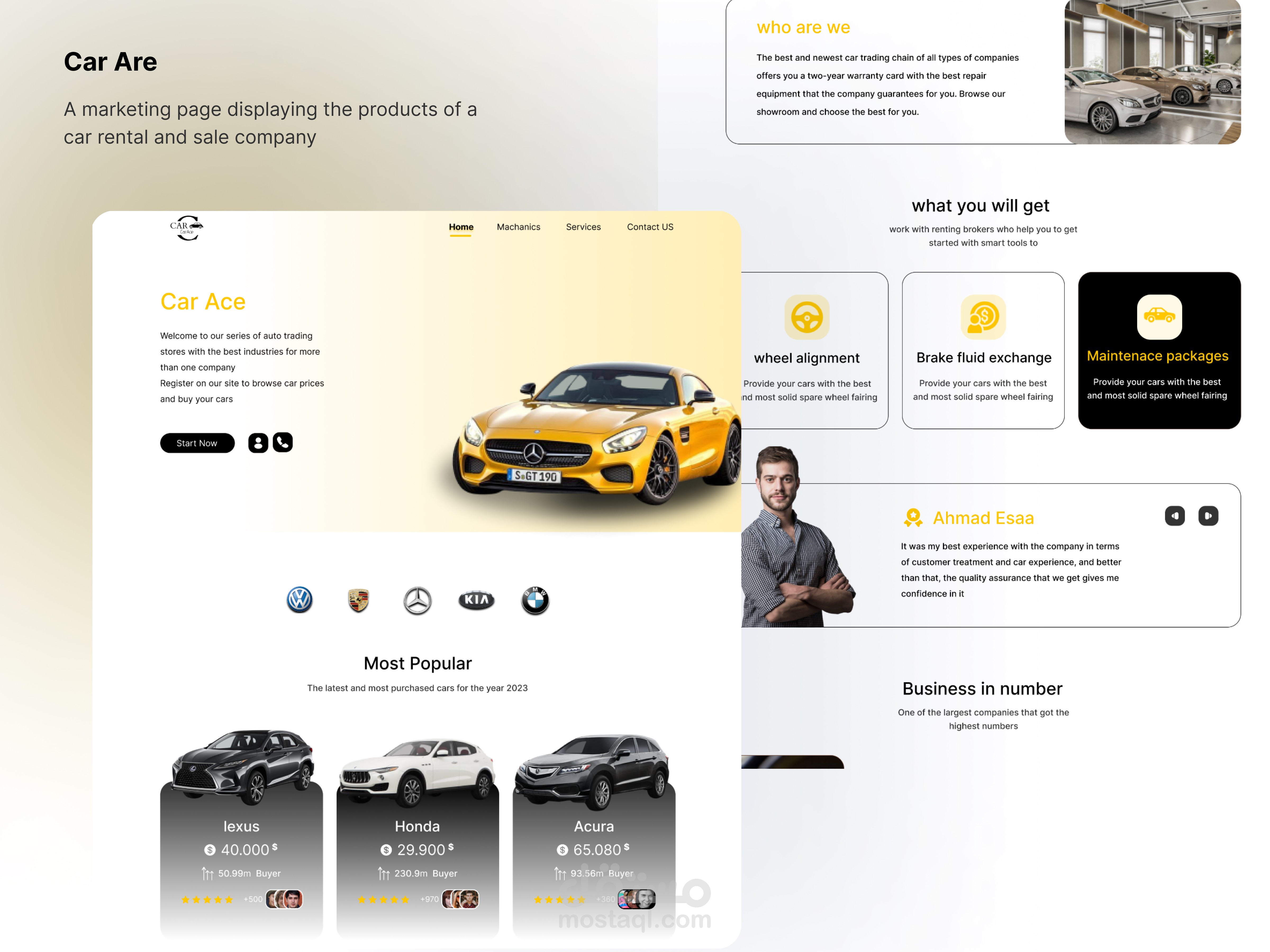 Landing page لشركة سيارات