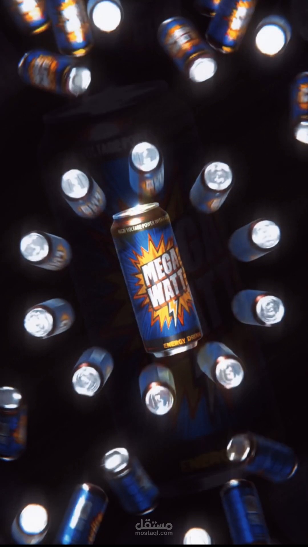 تصميم فيديو دعائي 3d لمشروب طاقه megawatt