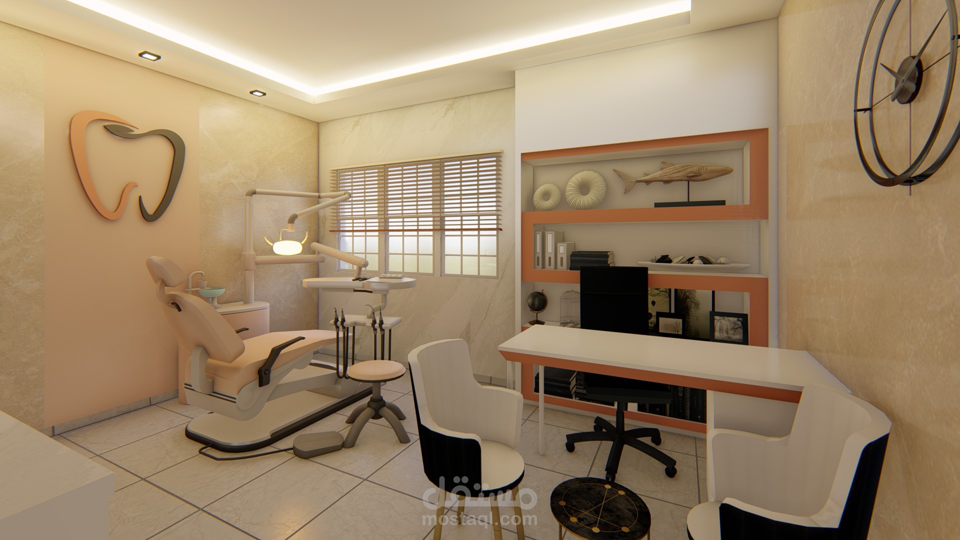 تصميم داخلي لغرفة طبيب أسنان