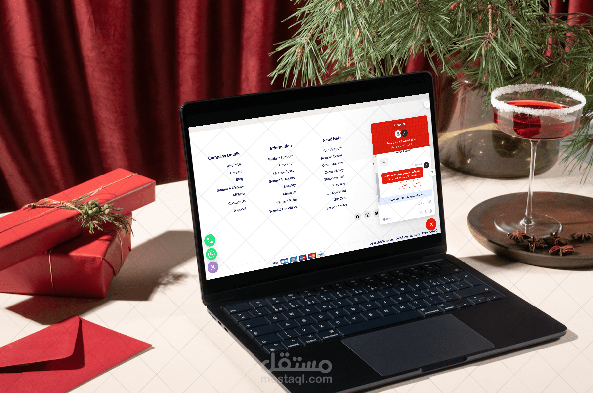 اضافه live chat ومواقع السوشيال ميديا الي الموقع