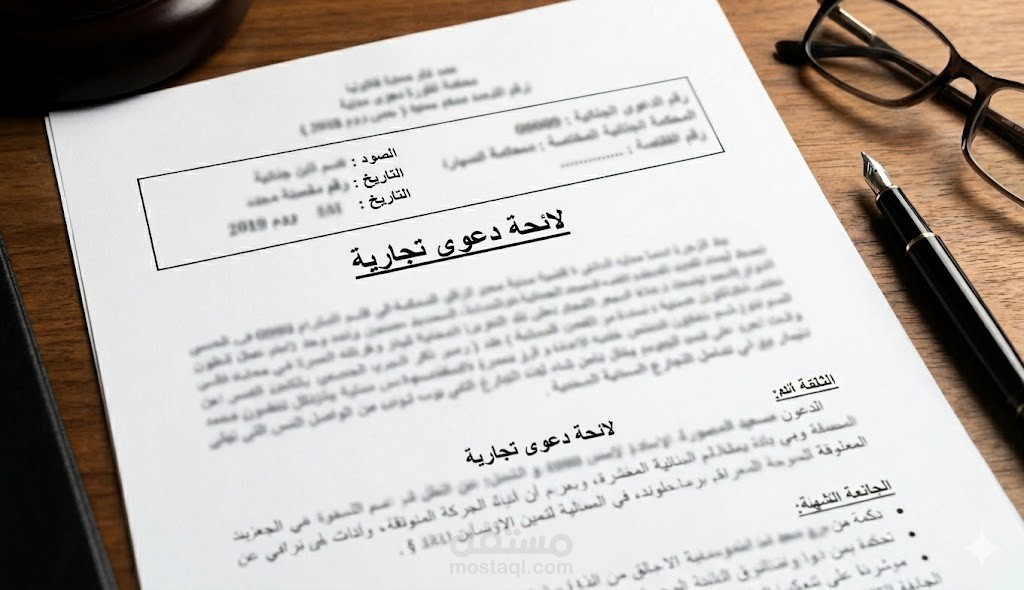 صياغة مذكرات قانونية احترافية ودراسات قانونية متكاملة.