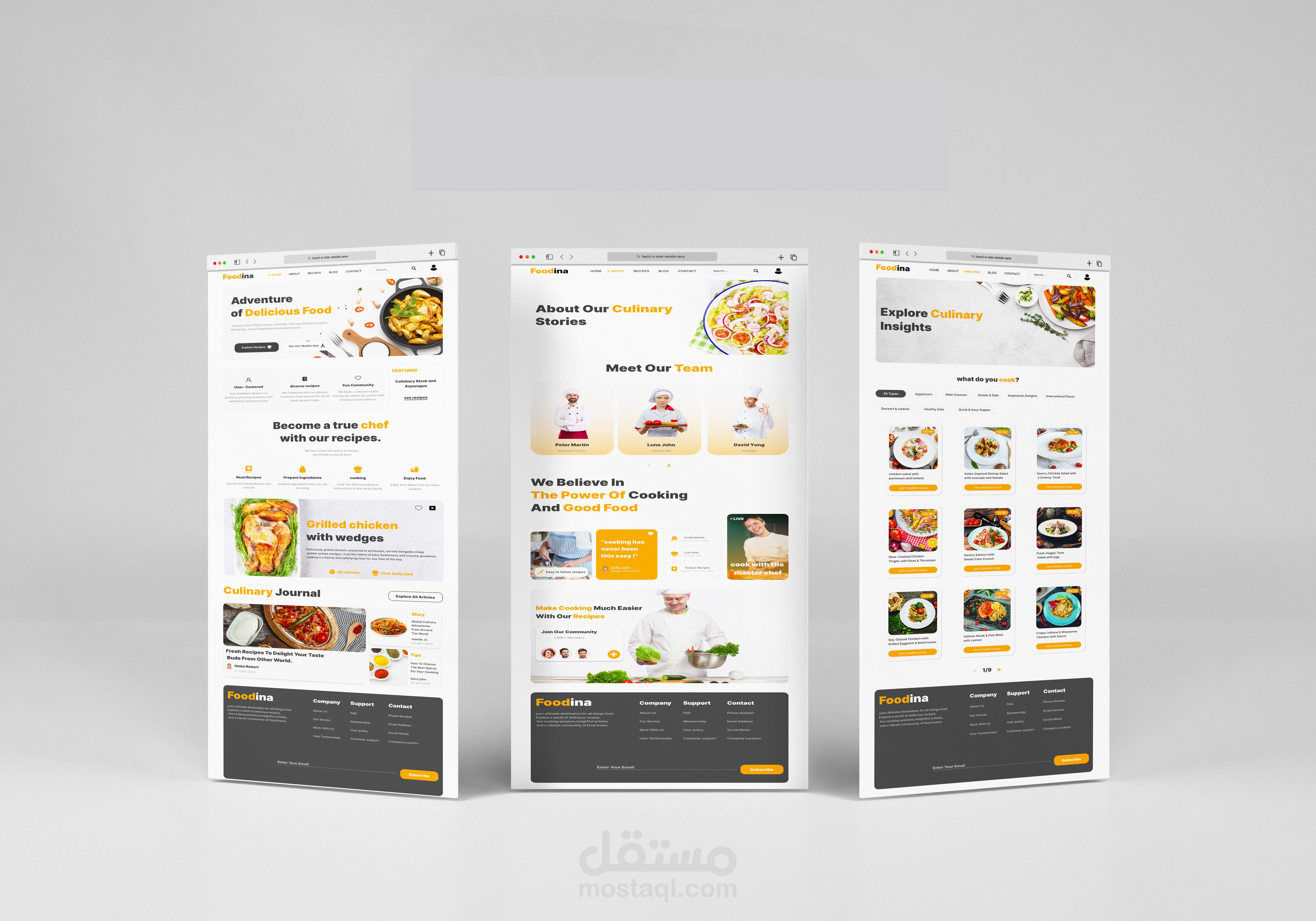 تصميم موقع لوصفات الطعام  Website UI UX Design