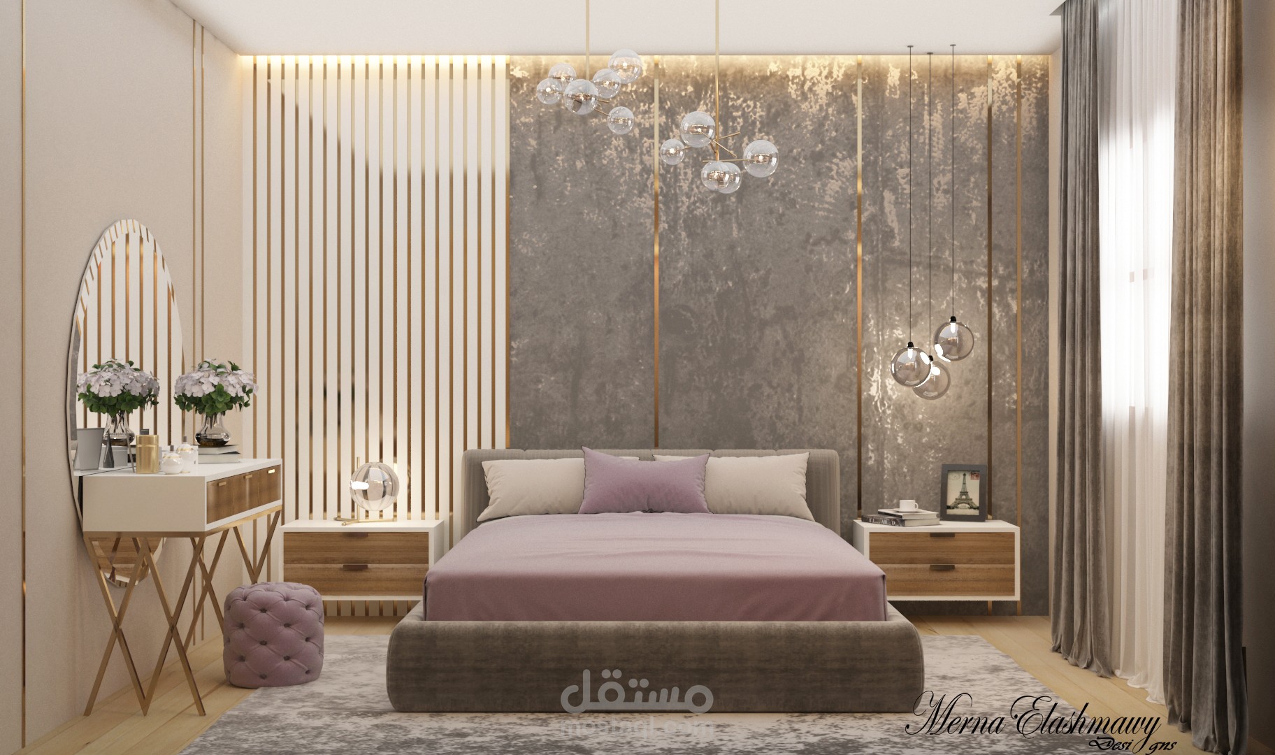 غرفة نوم بتصميم انيق