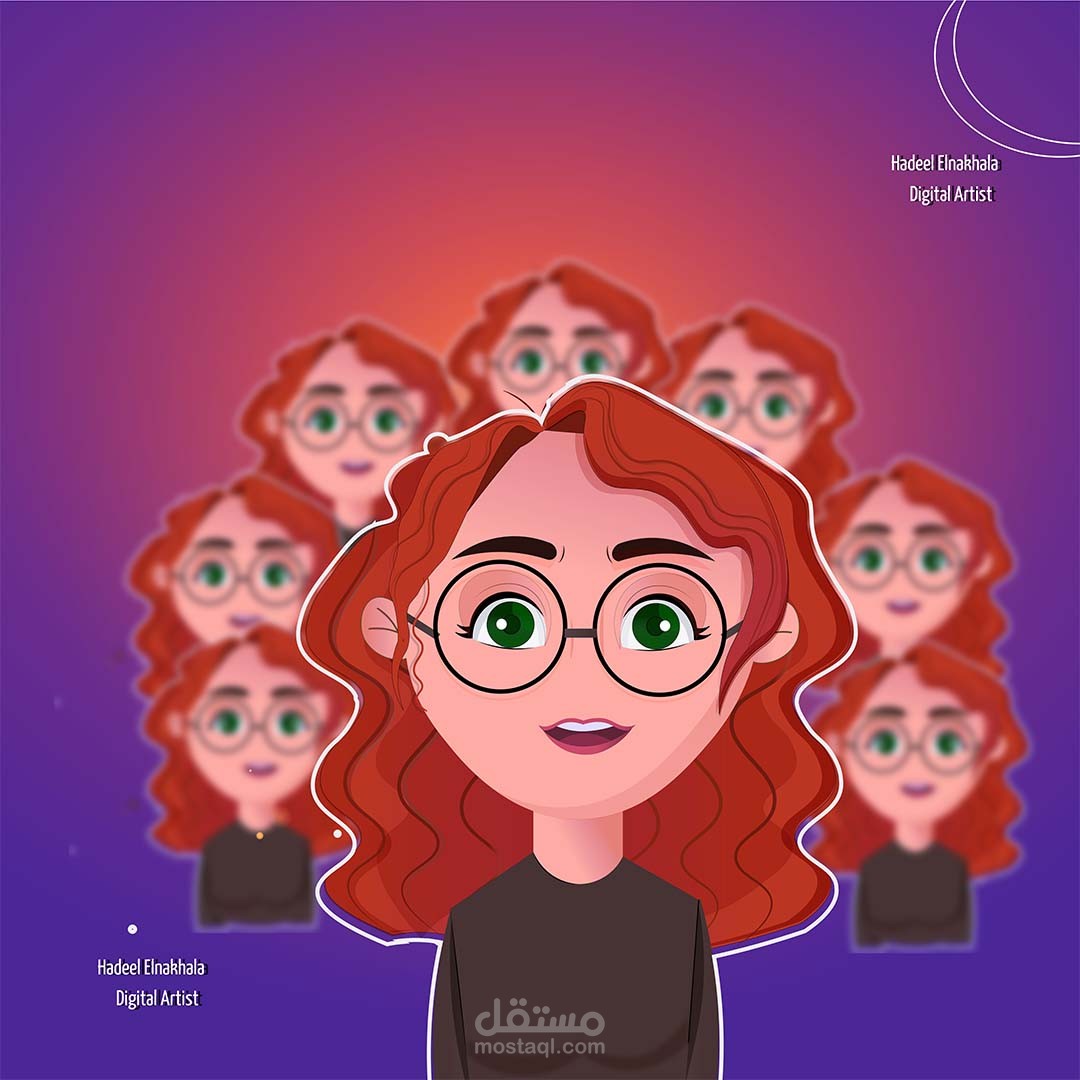 تصميم رقمي لشخصية خيالية بأسلوب كرتوني مبتكر