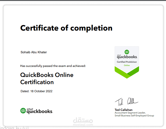 QuickBooks Online  Certification