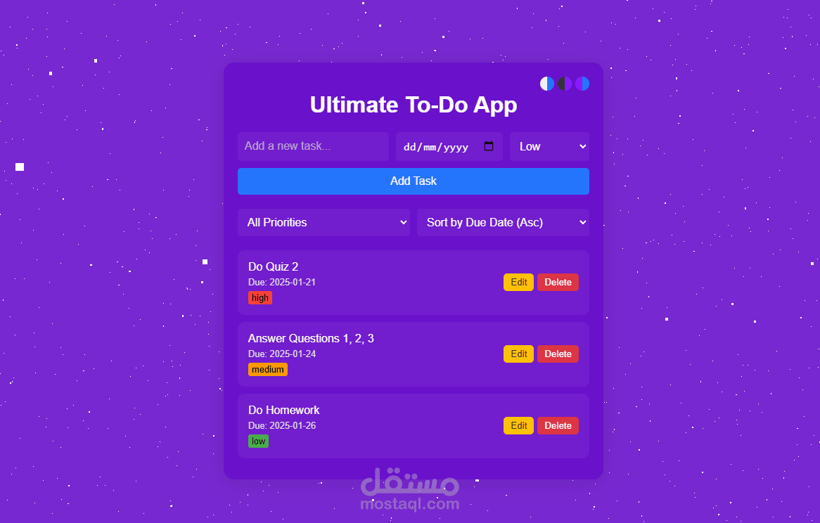 Ultimate ToDo App تطبيق إدارة مهام تفاعلي وأنيق.