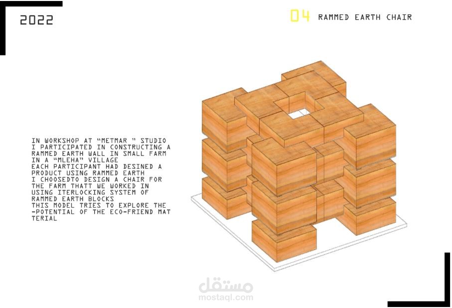 ابتكار وحدة بنائية تجريبية للبناء بالتربة المدكوكة Rammed Earth