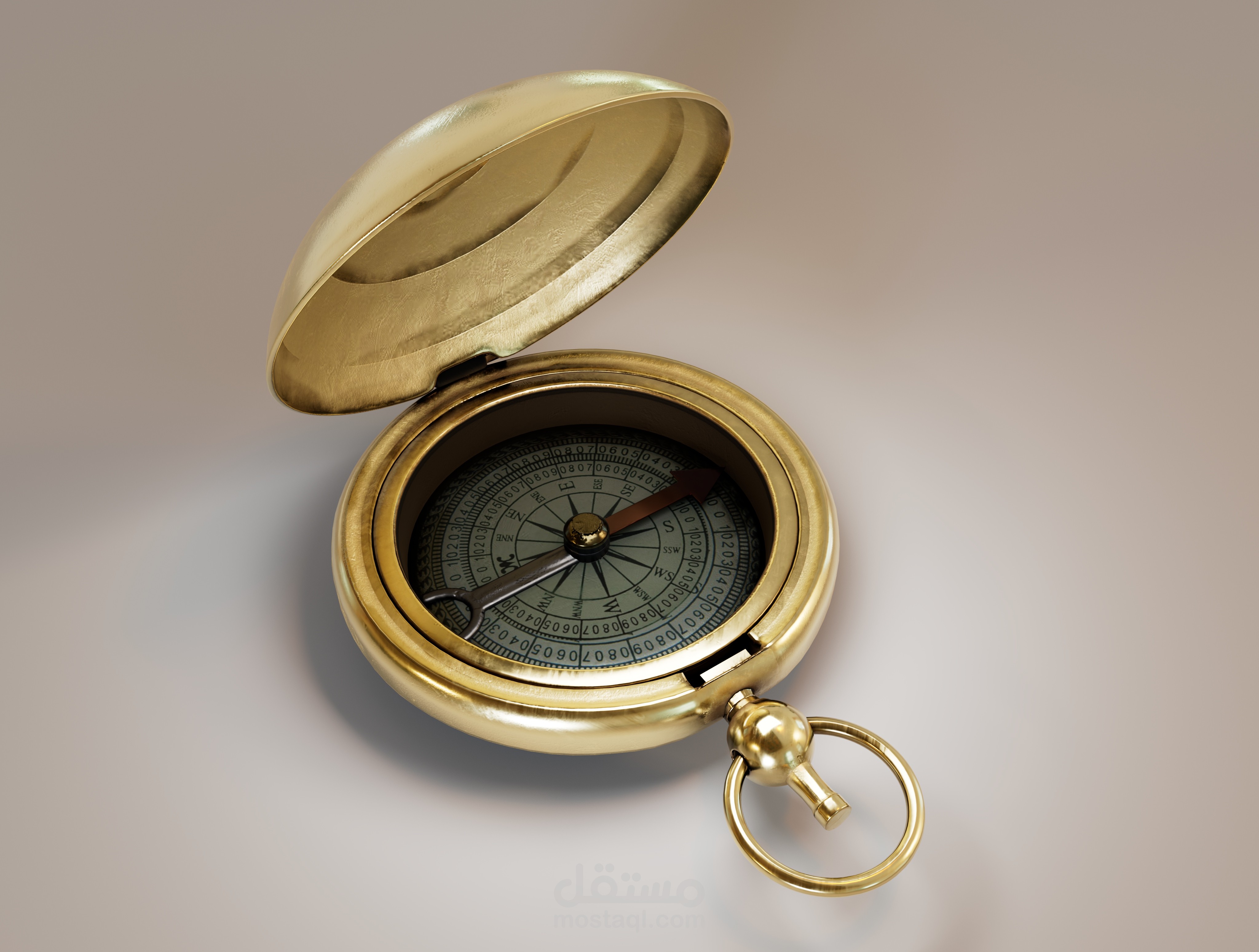 بوصلة ذهبية ثلاثية الابعاد