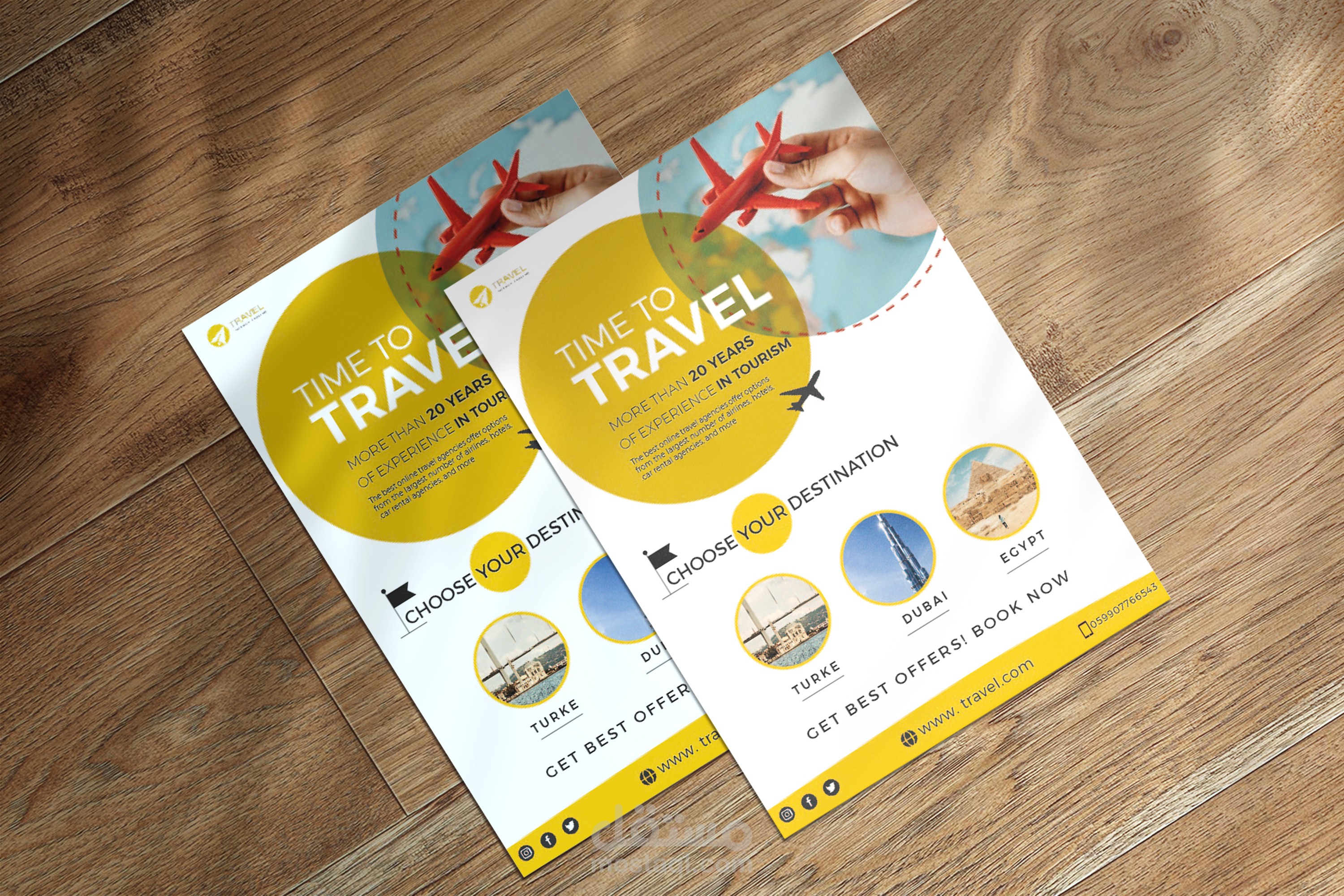 تصميم إعلان لشركة "Travel Agency Taglin" لرحلة سفر ️