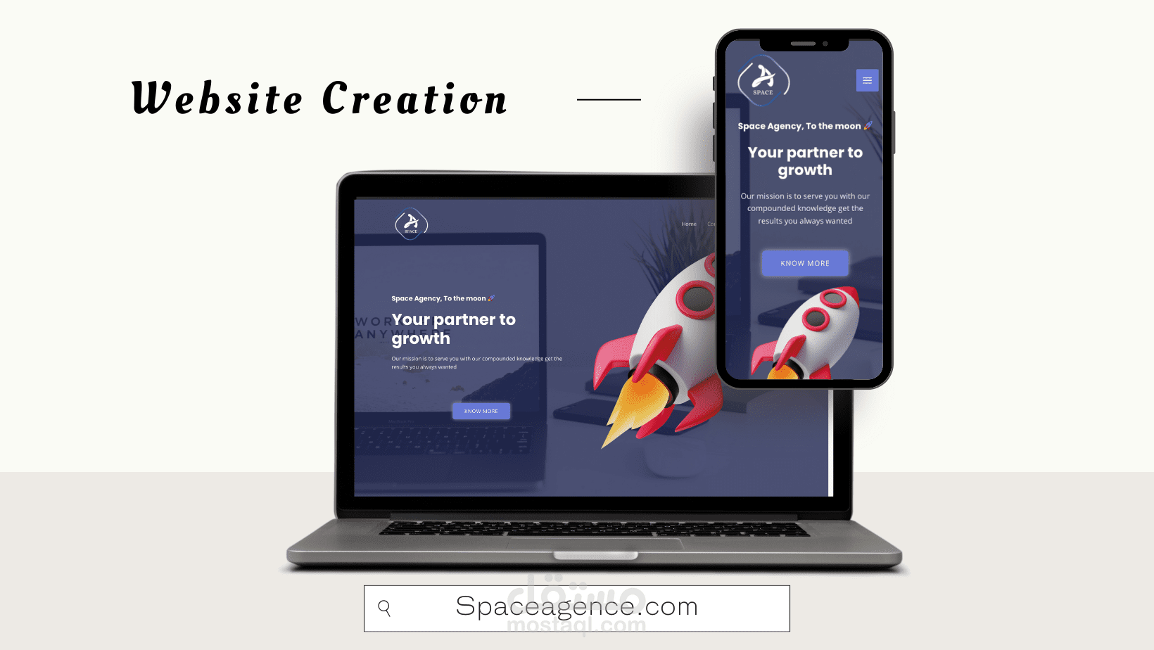 كنت مسؤولاً عن إنشاء الهوية الرقمية الكاملة لـ Spaceagence ، من الشعار والتصميم إلى الموقع الإلكتروني وتحسينه.