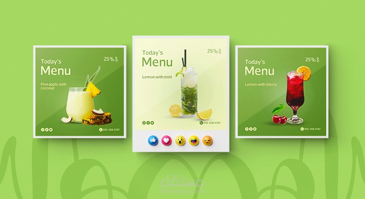 تصميم سوشيال ميديا لمحل بيع عصائر طبيعية