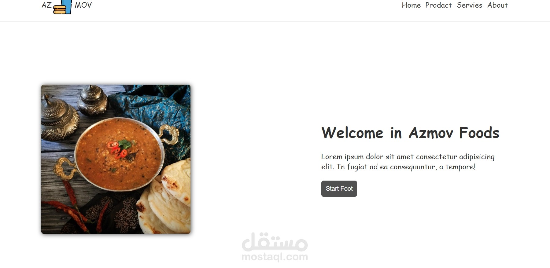 تطوير موقع AZMovFood لعرض وصفات طعام متنوعة مع تصميم سهل الاستخدام ومتجاوب لجميع الأجهزة
