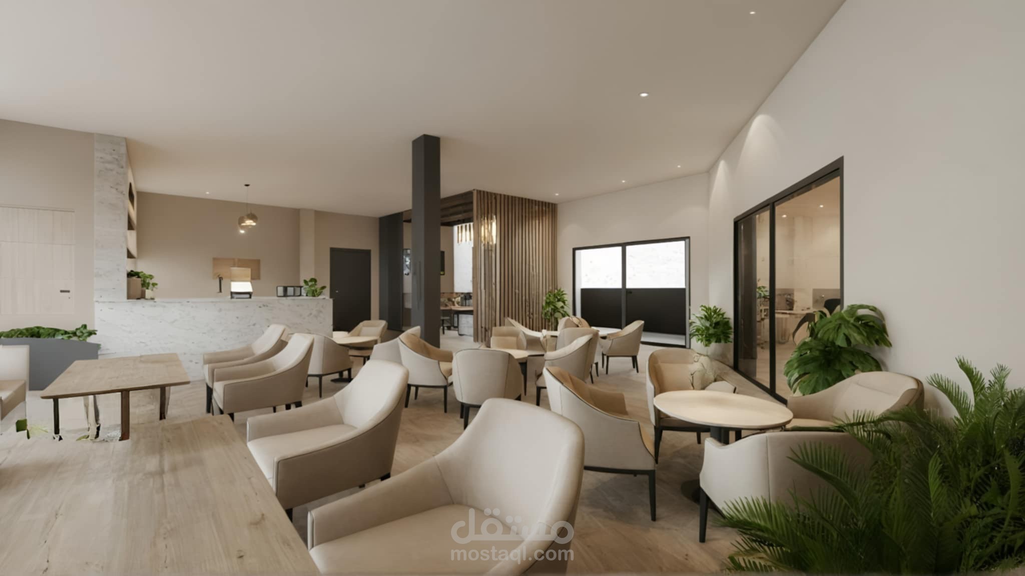 تصميم داخلي متميز لمقهى عصري وجذاب