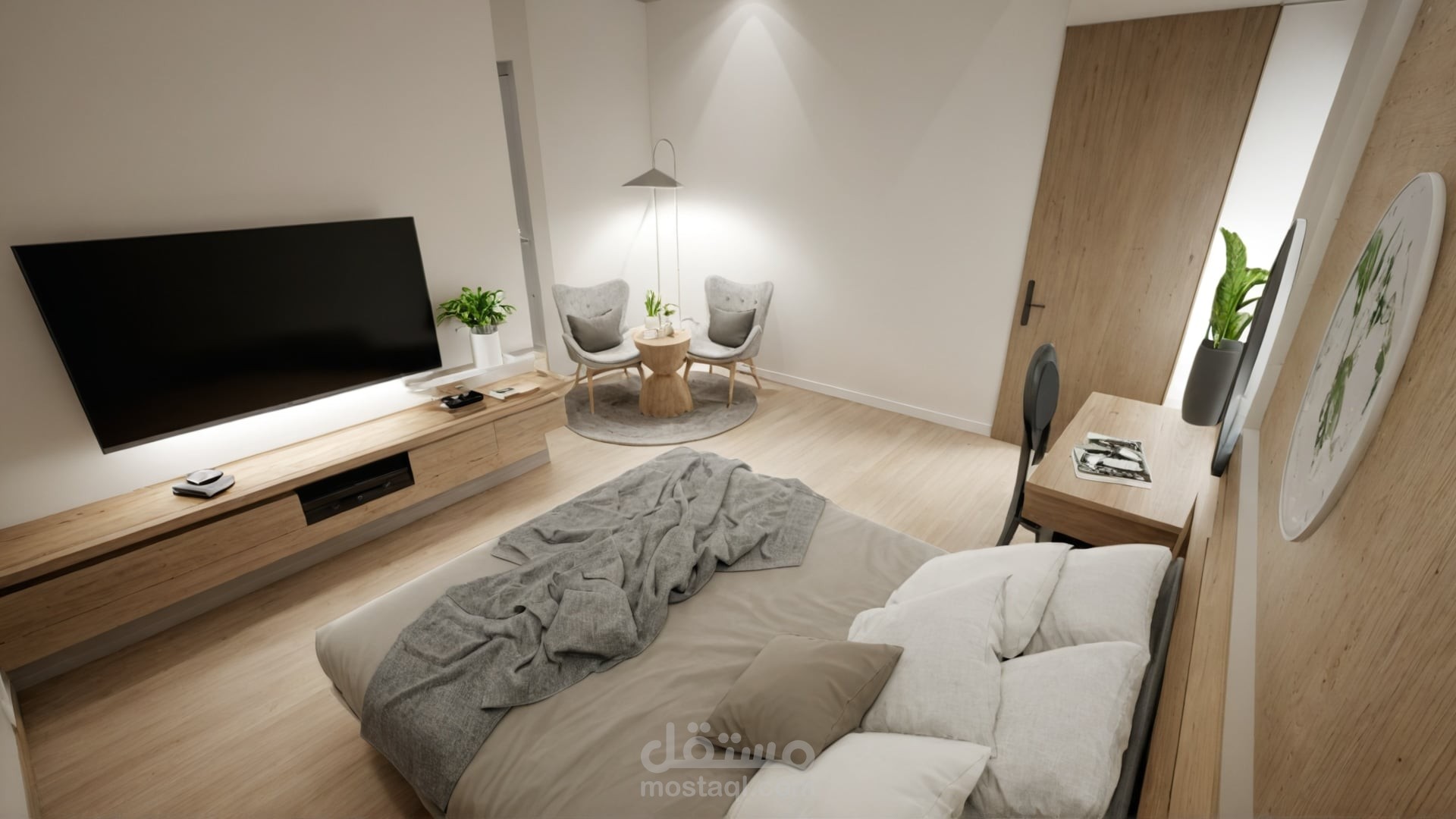 تصميم غرفة نوم بطابع جبلي دافئ وأنيق