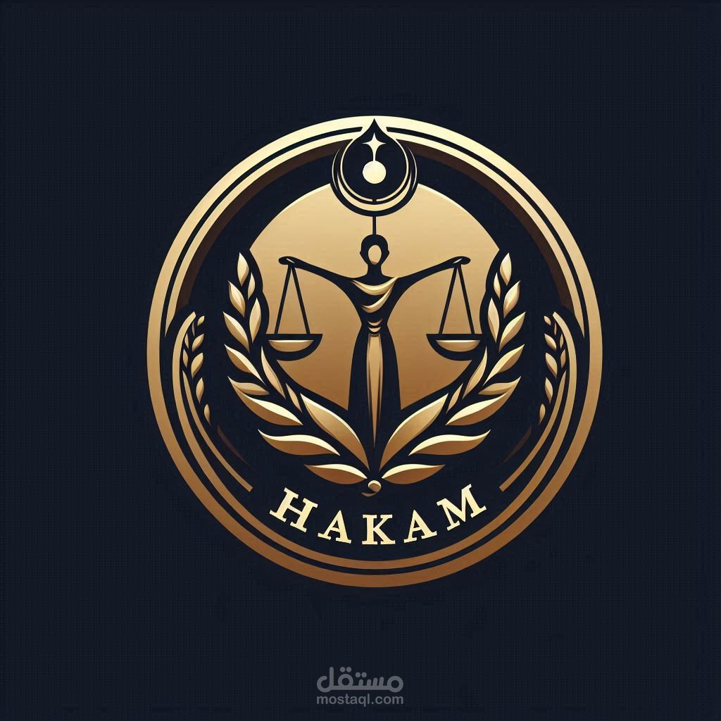 شعار "HAKAM" – تصميم فاخر يعكس العدالة والاحترافية