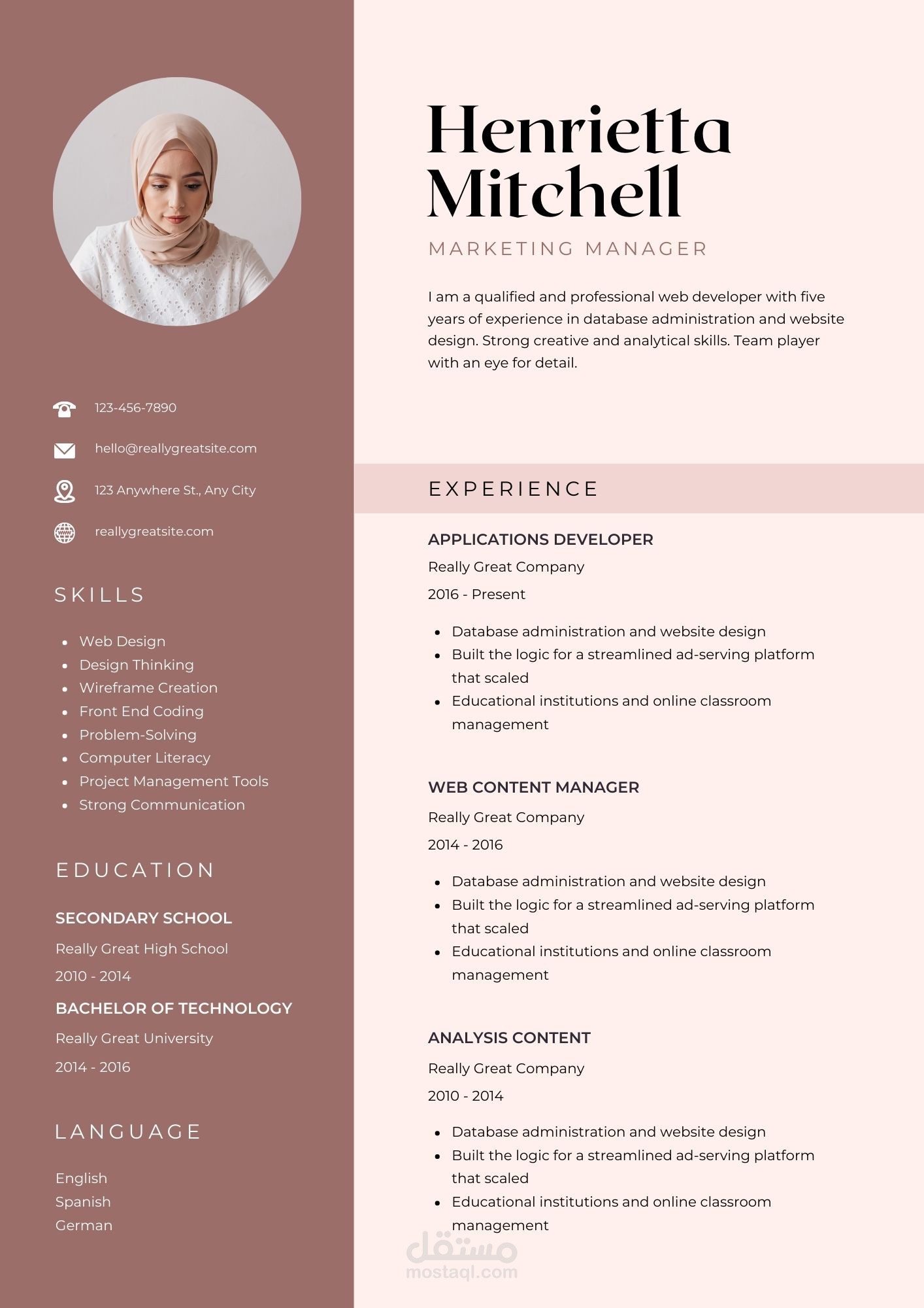 سيرة ذاتية احترافية CV
