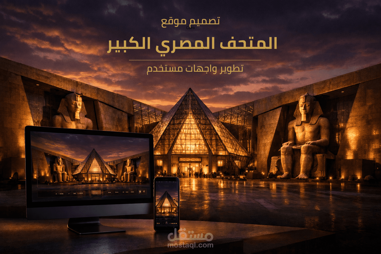 تصميم موقع المتحف المصري الكبير | واجهة فاخرة بطابع تراثي عالمي