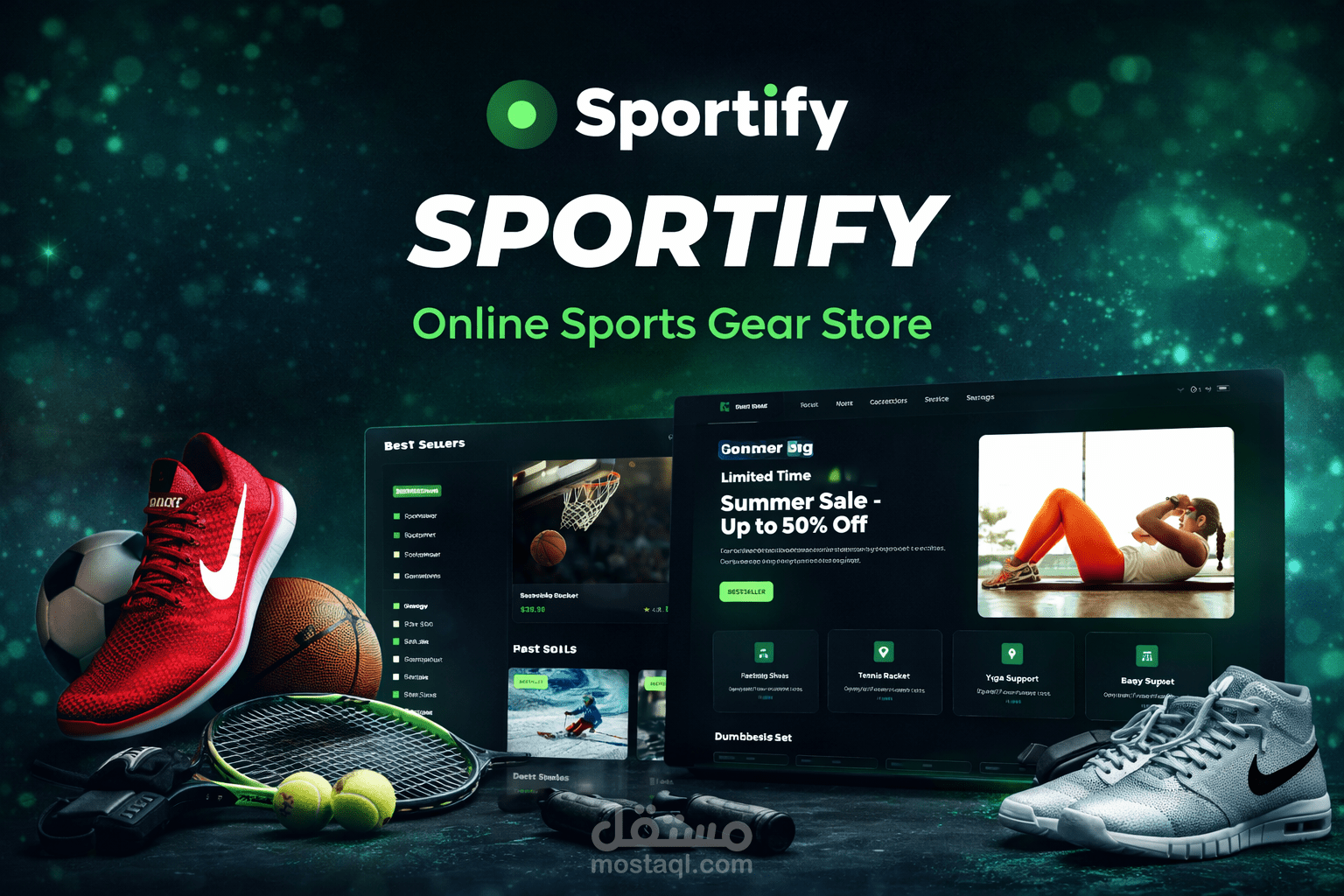 Sportify | واجهة متجر إلكتروني للمستلزمات الرياضية بتصميم احترافي