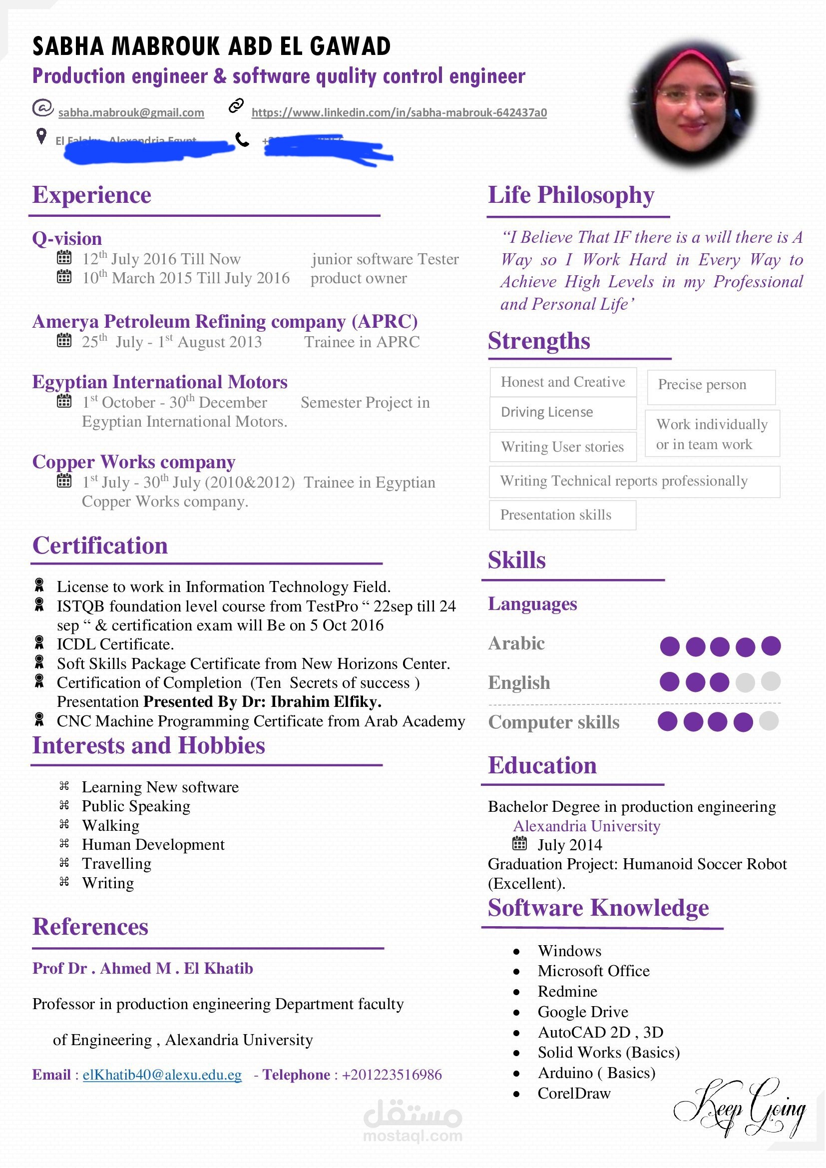 cv of software tester