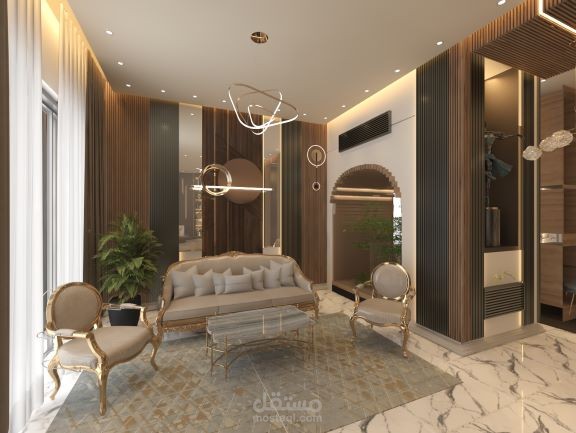 Salon with dining corner with Kitchen the full project After modification