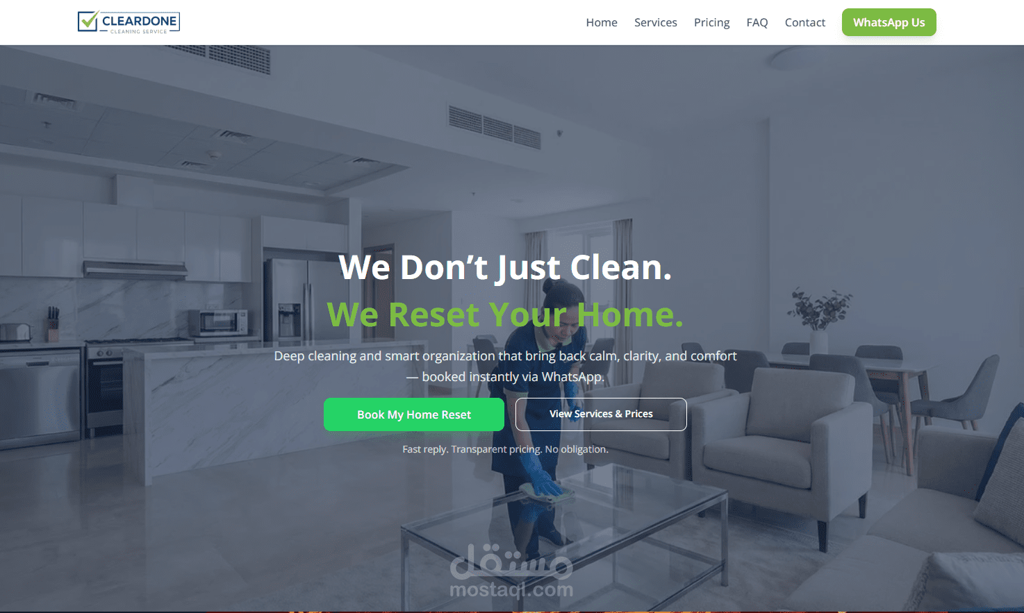 صفحة هبوط لشركة تنظيف إماراتية