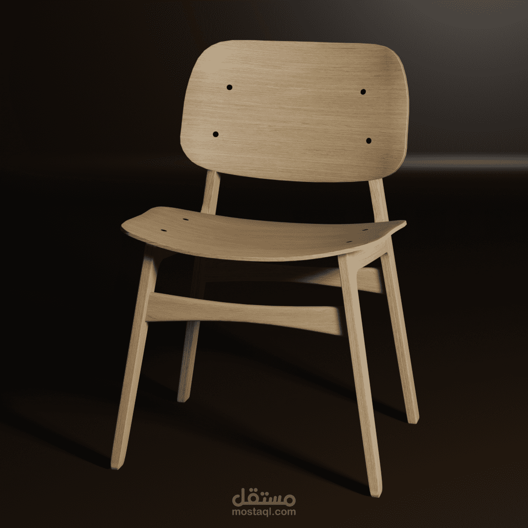 تصميم 3d لكرسي خشبي