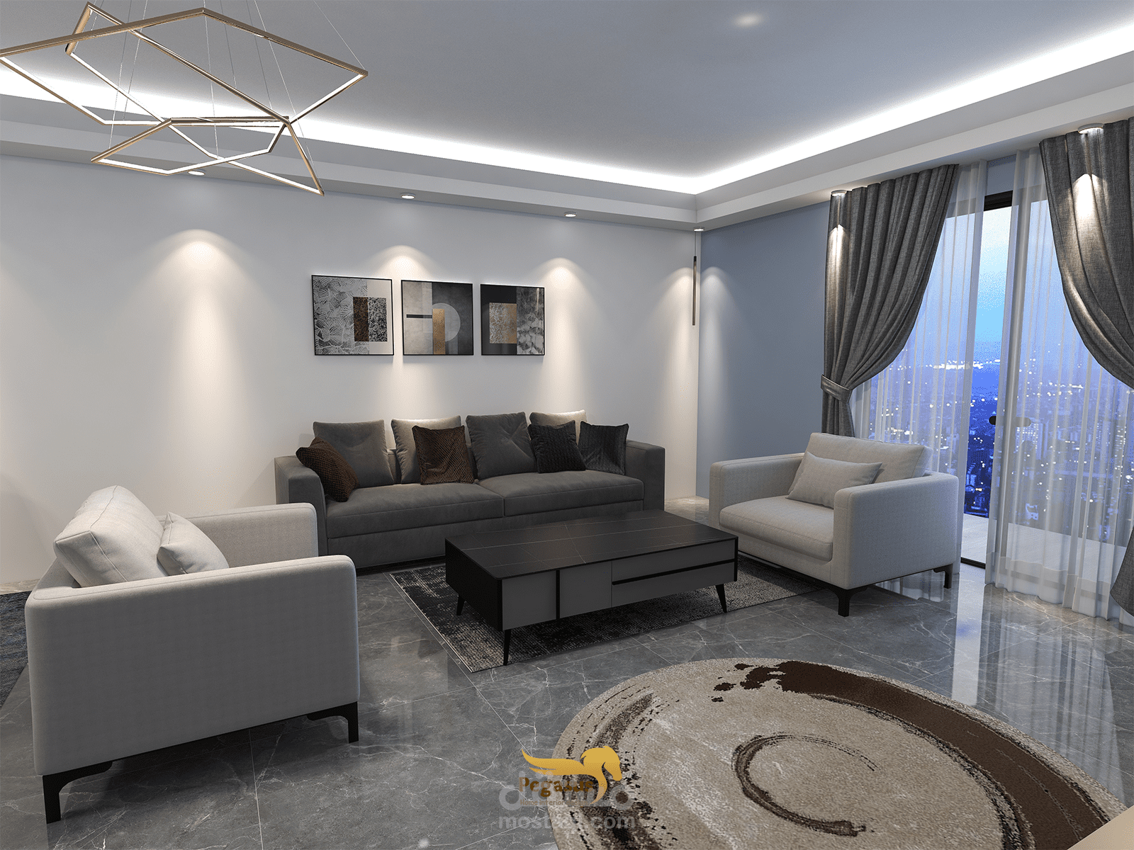 تصميم داخلي لغرفة إستقبال مودرن