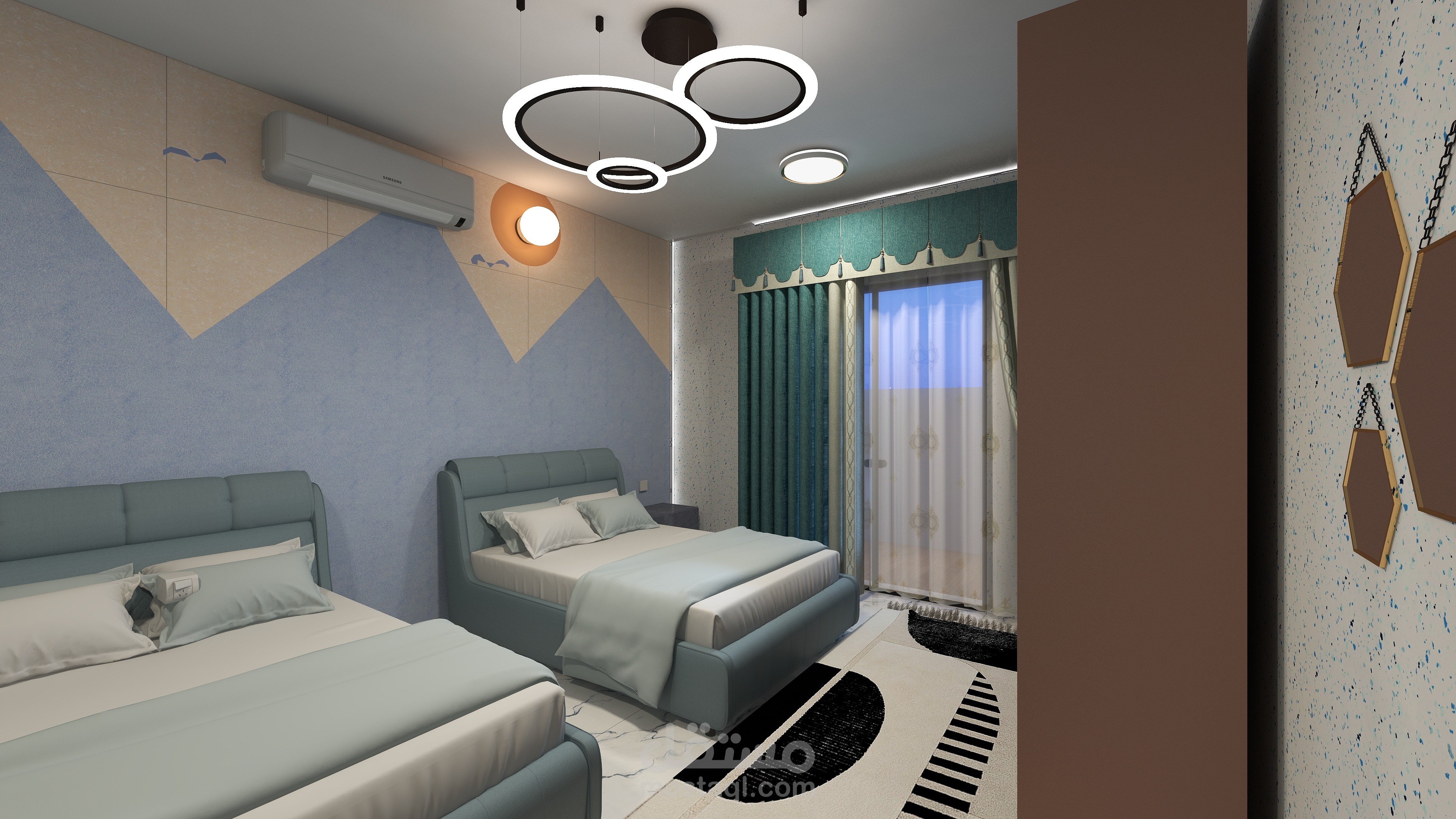 تصميم داخلي لغرفة اخوة شباب