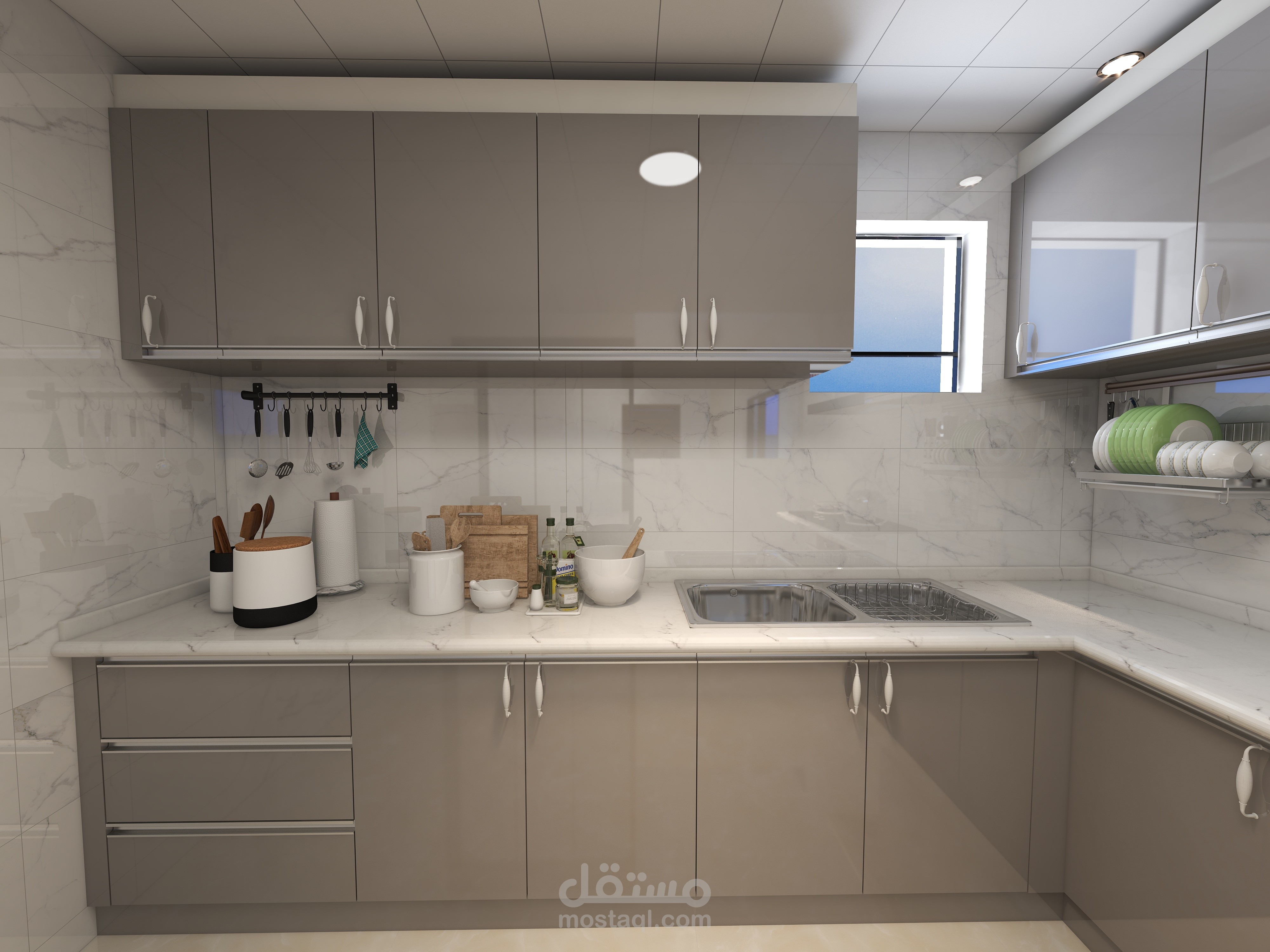 تصميم داخلي لمطبخ علي الطراز الأمريكي