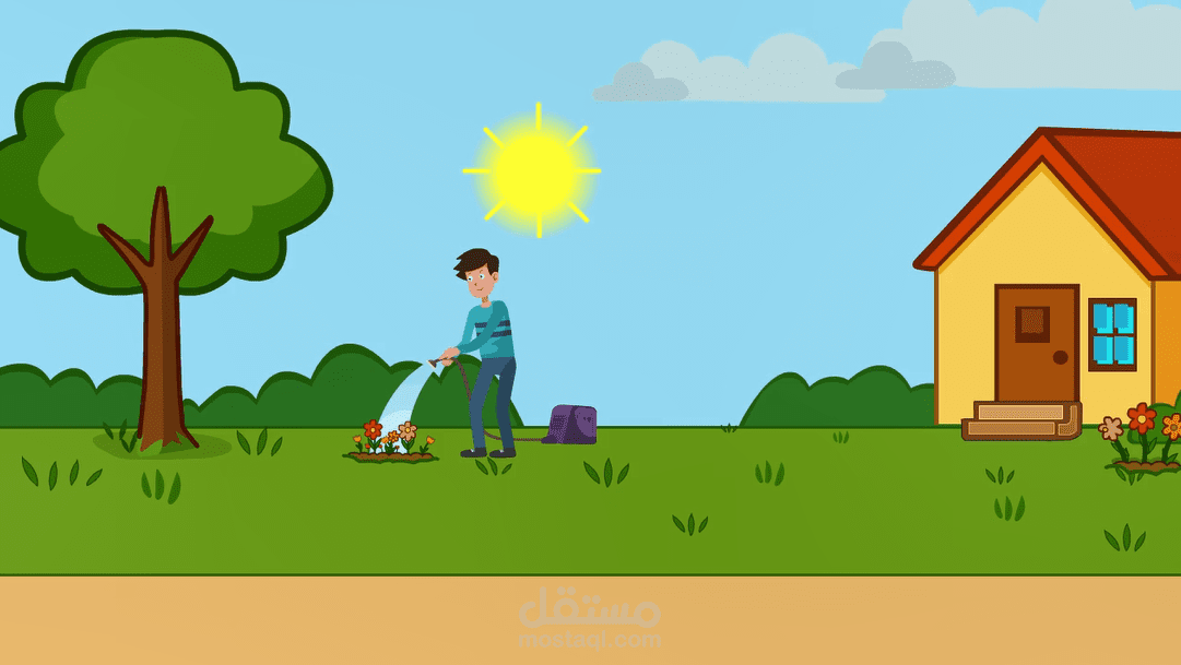 “مشهد تحريك قصير لشخصيات تتفاعل”