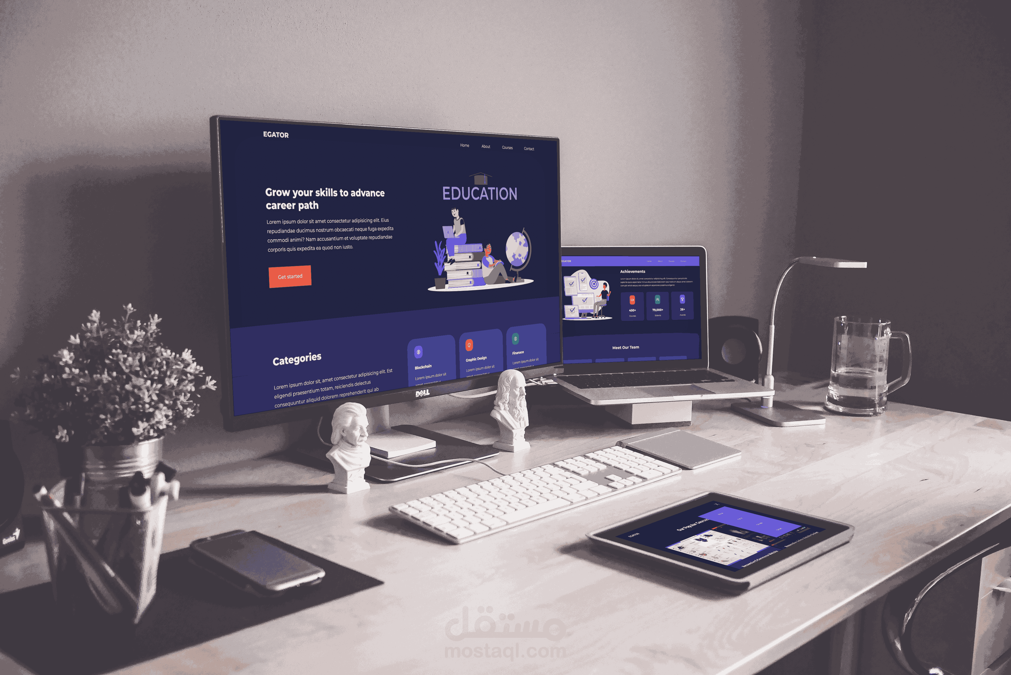 تصميم وتطوير صفحة موقع تعليمي احترافية متجاوبة بـ HTML وCSS وJavaScript