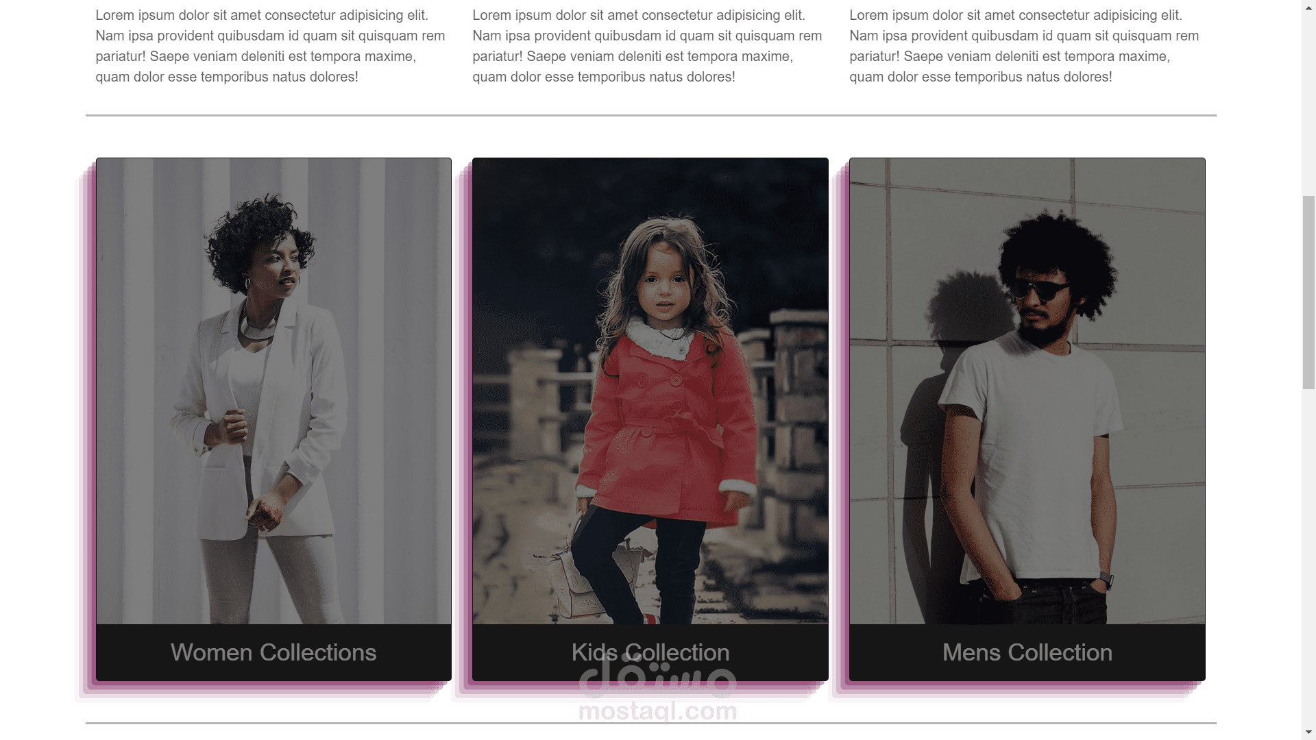 Clothes store website interface