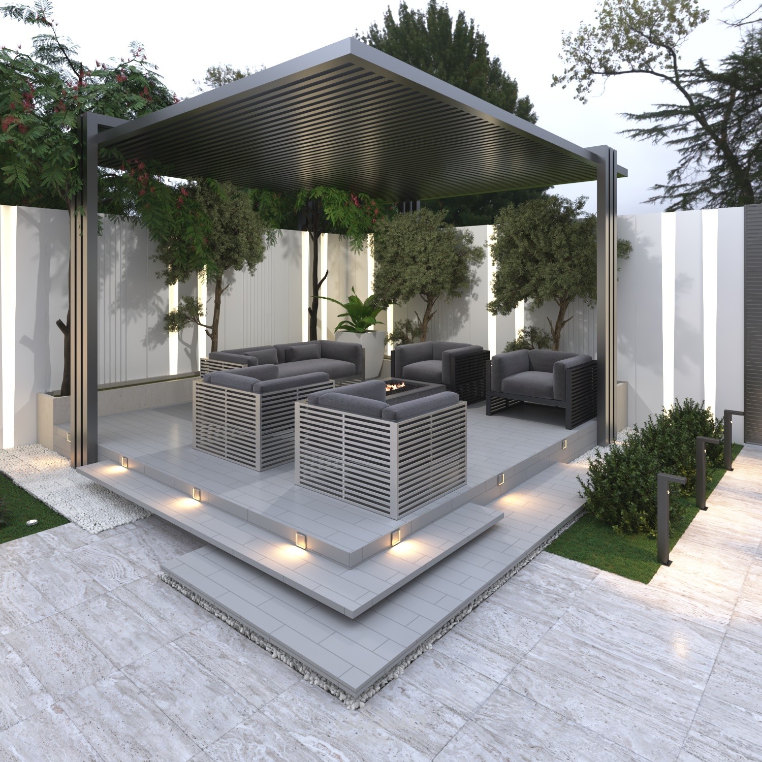 تصميم حديقة خارجية راقية