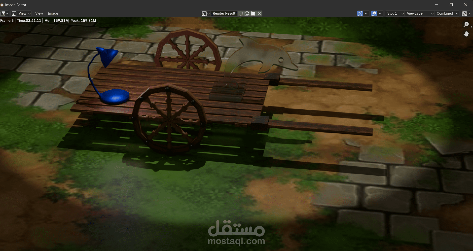 تصميم مشهد ثلاثي الأبعاد لعربة خشبية باستخدام Blender