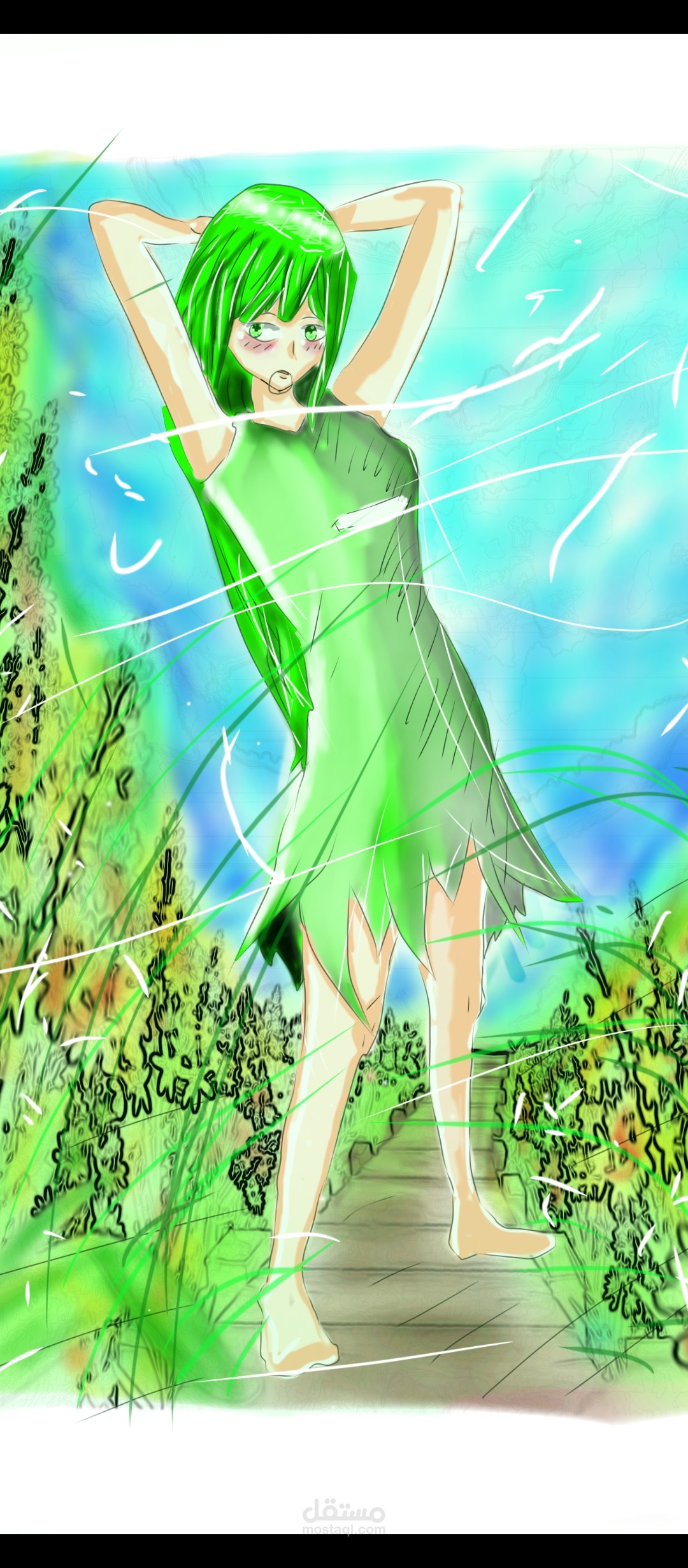 رسم مسرع لبنت انمي من صنعي