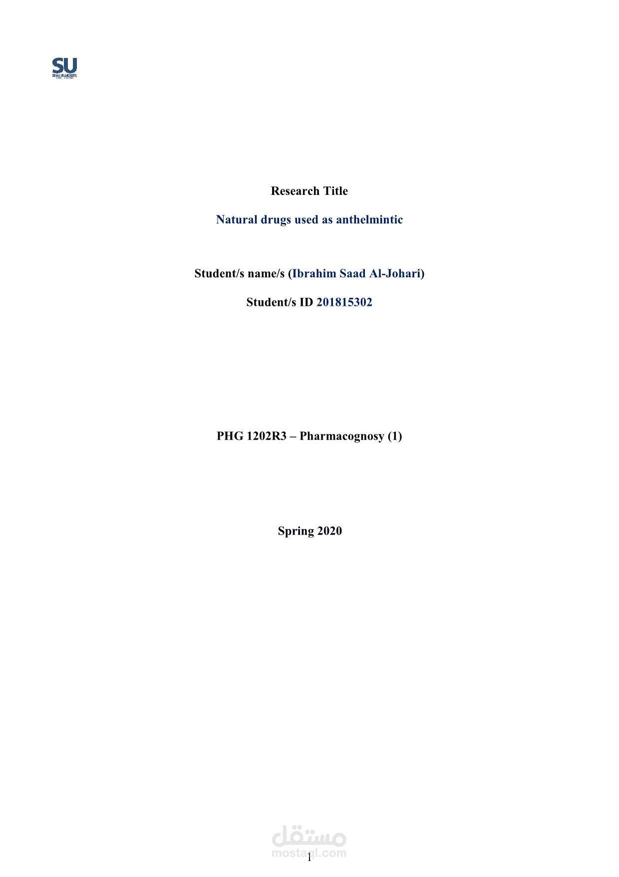 Search for Natural drugs used as anthelmintic