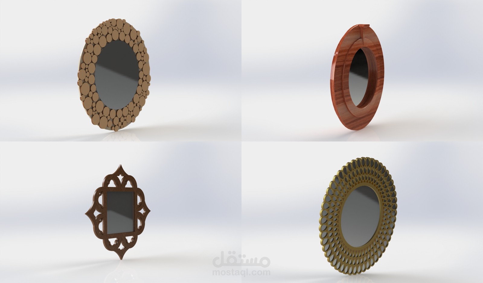 تصميم صناعي لمرايا خشبية