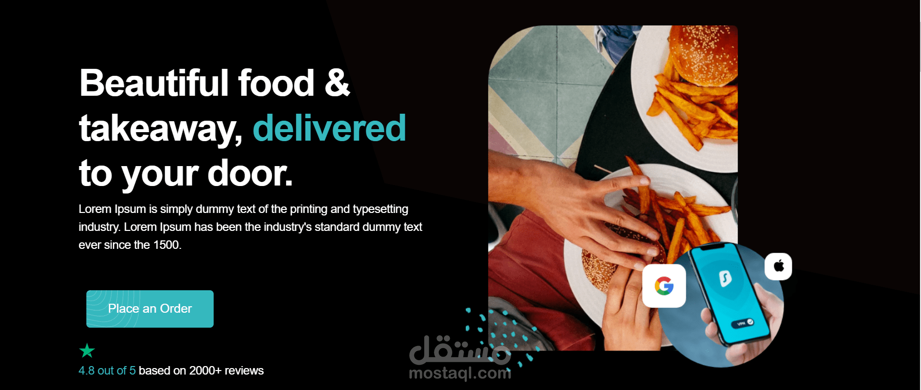موقع مطعم مع نظام طلبات مرن وواجهة عصرية