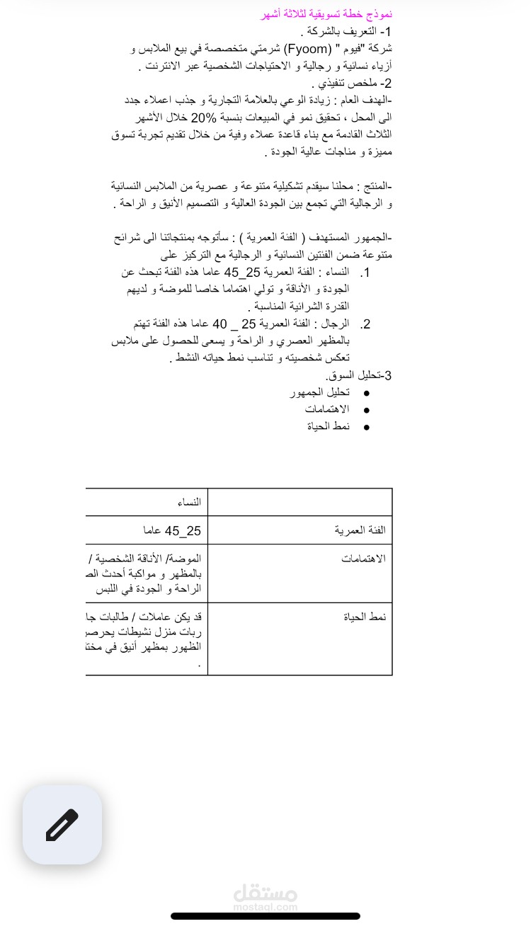 خطة تسويقية