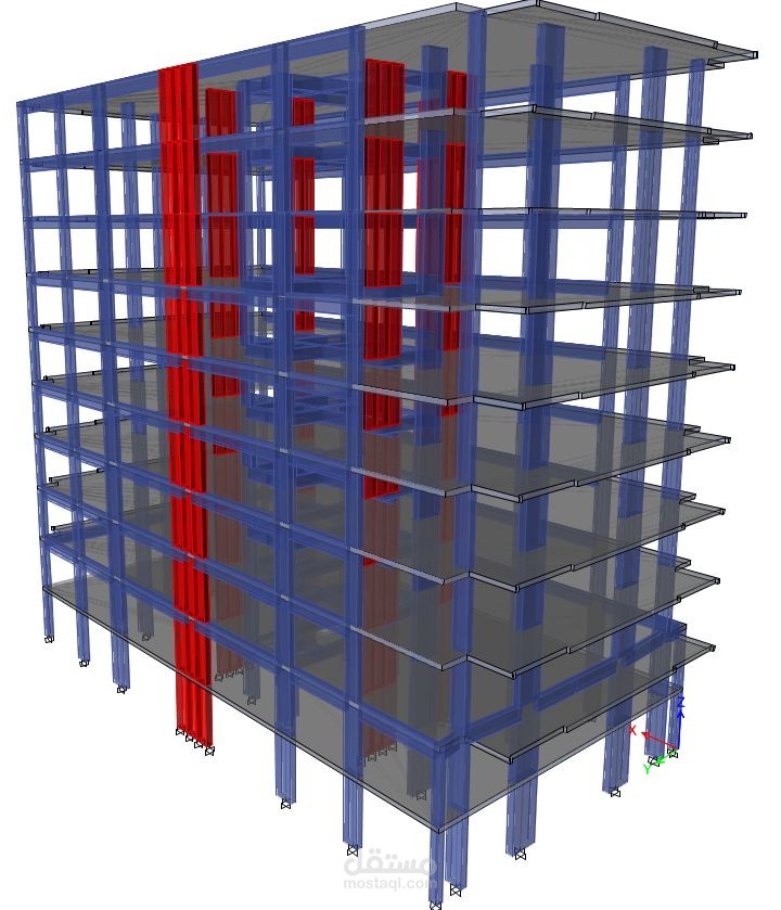تصميم وتحليل مبنى سكني مكون من أرضي و10 طوابق باستخدام AutoCAD وبرامج التحليل الإنشائي