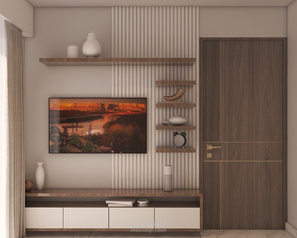 تصميم حائط تلفاز لعميل