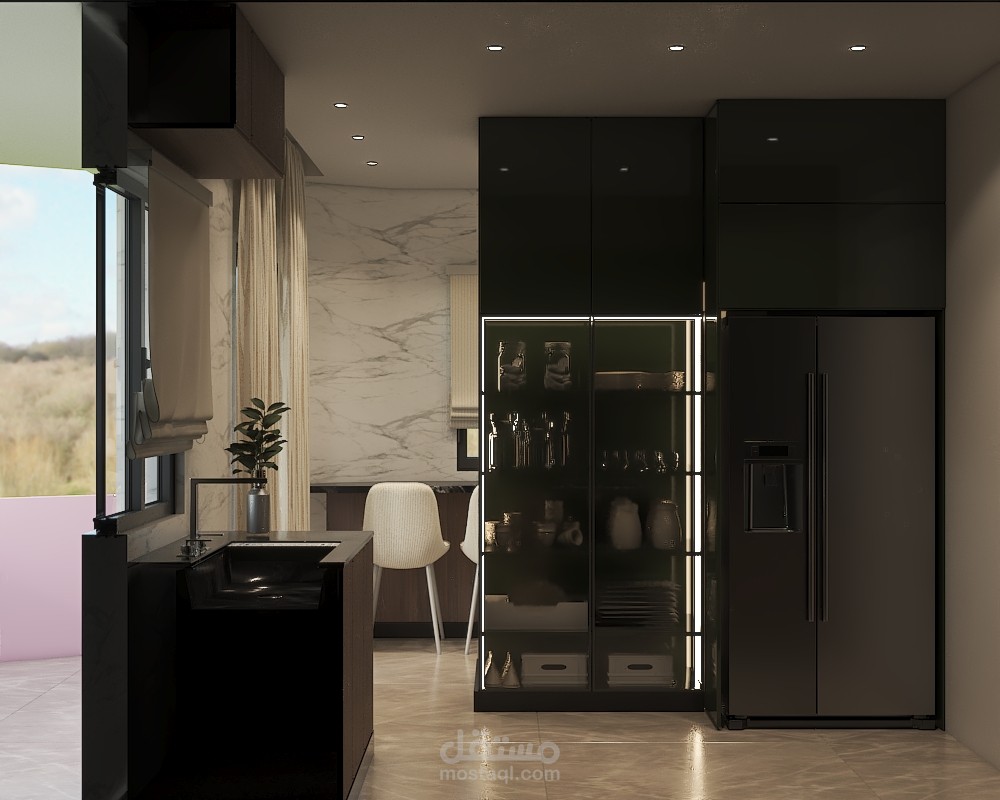 تصميم مبدئي لمطبخ متوسط الحجم