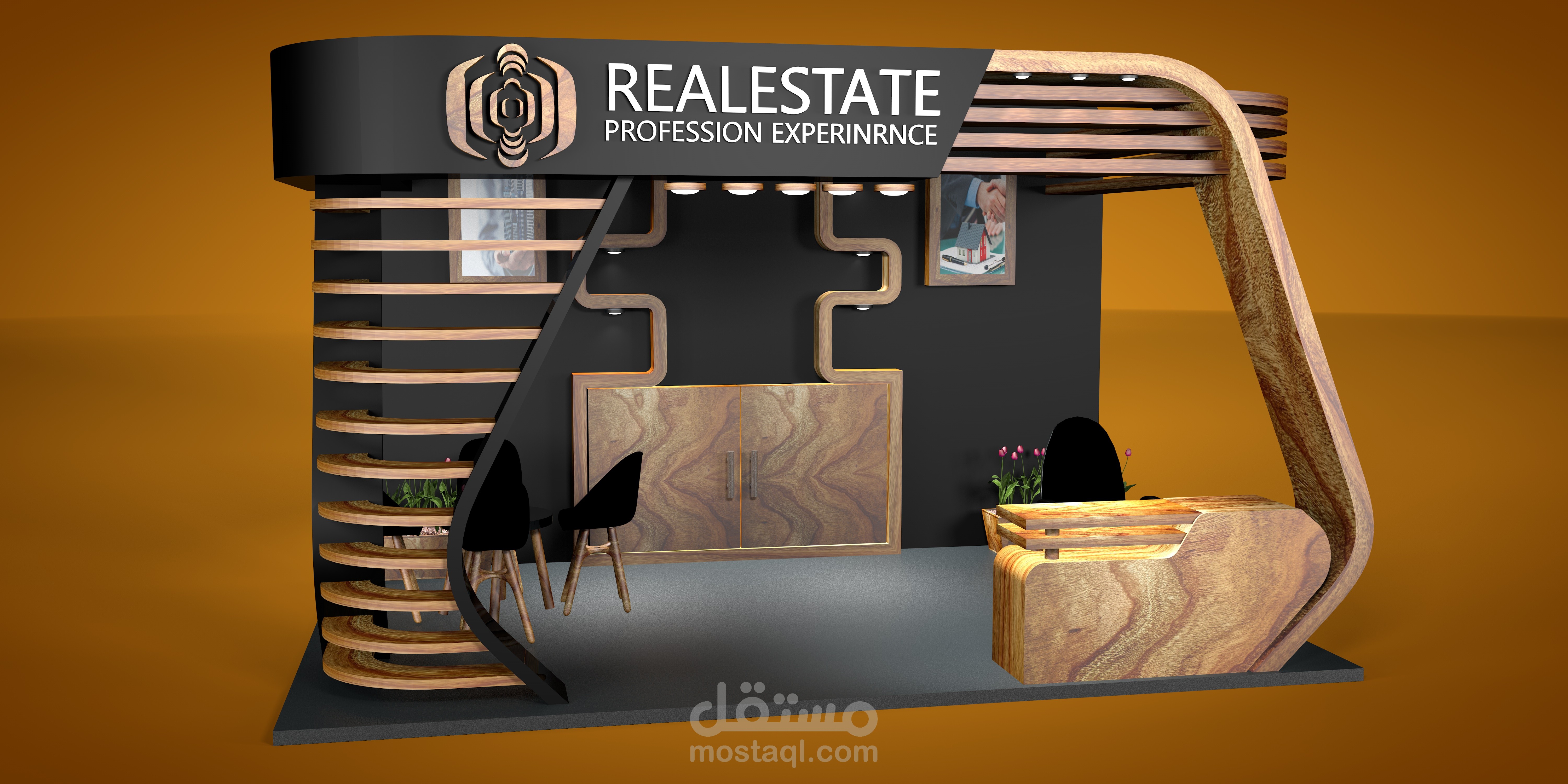 عمل تصميم 3d  لجناح في معرض