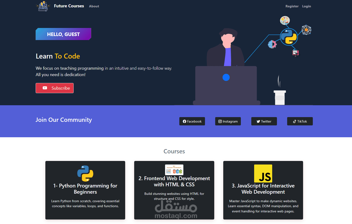 منصة التعلم عبر الإنترنت: نظام إدارة الدورات الديناميكي