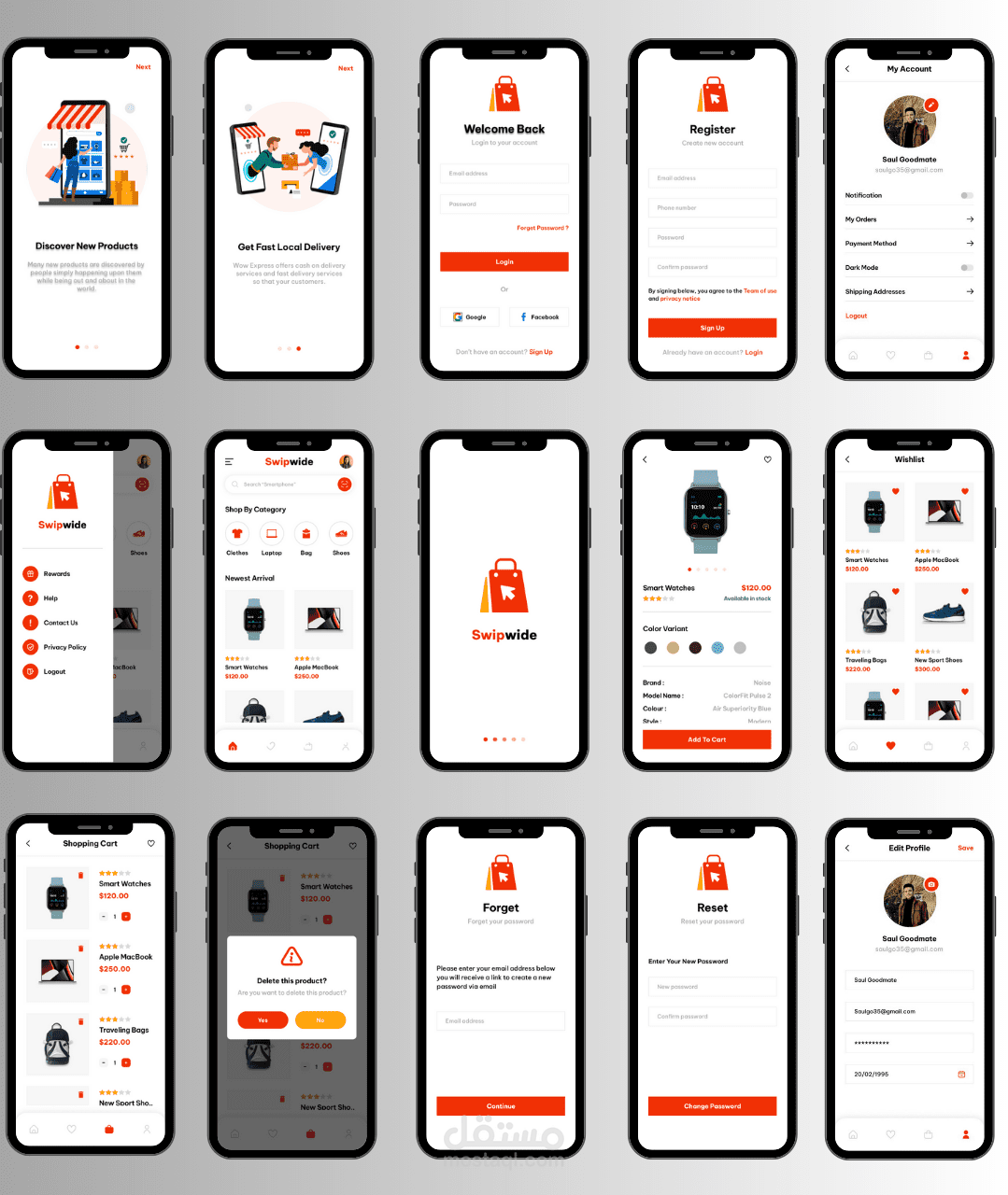 تطبيق E-Commerce: منصة تسوق ذكية تدمج التصفح، الحجز، والدفع الإلكتروني بسلاسة.