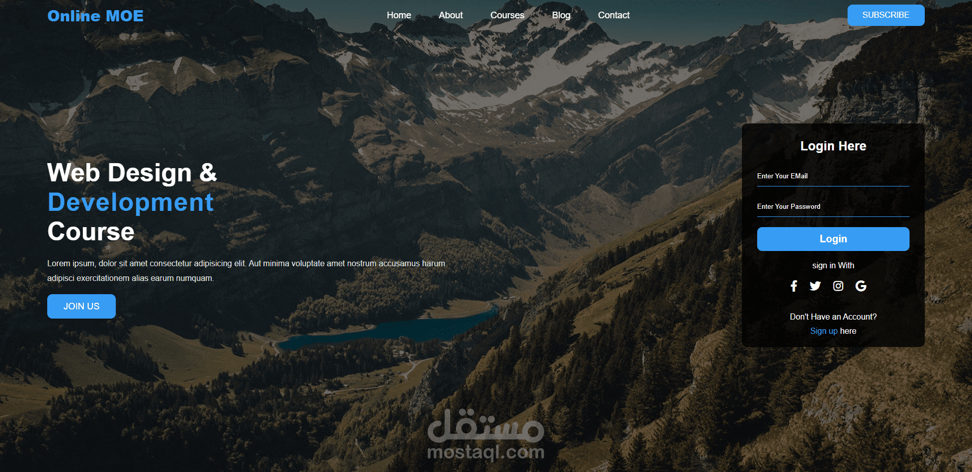 page web design (login page)