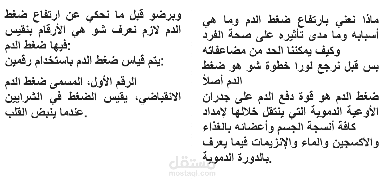 كتابة مقال طبي عن ارتفاع ضغط الدم.
