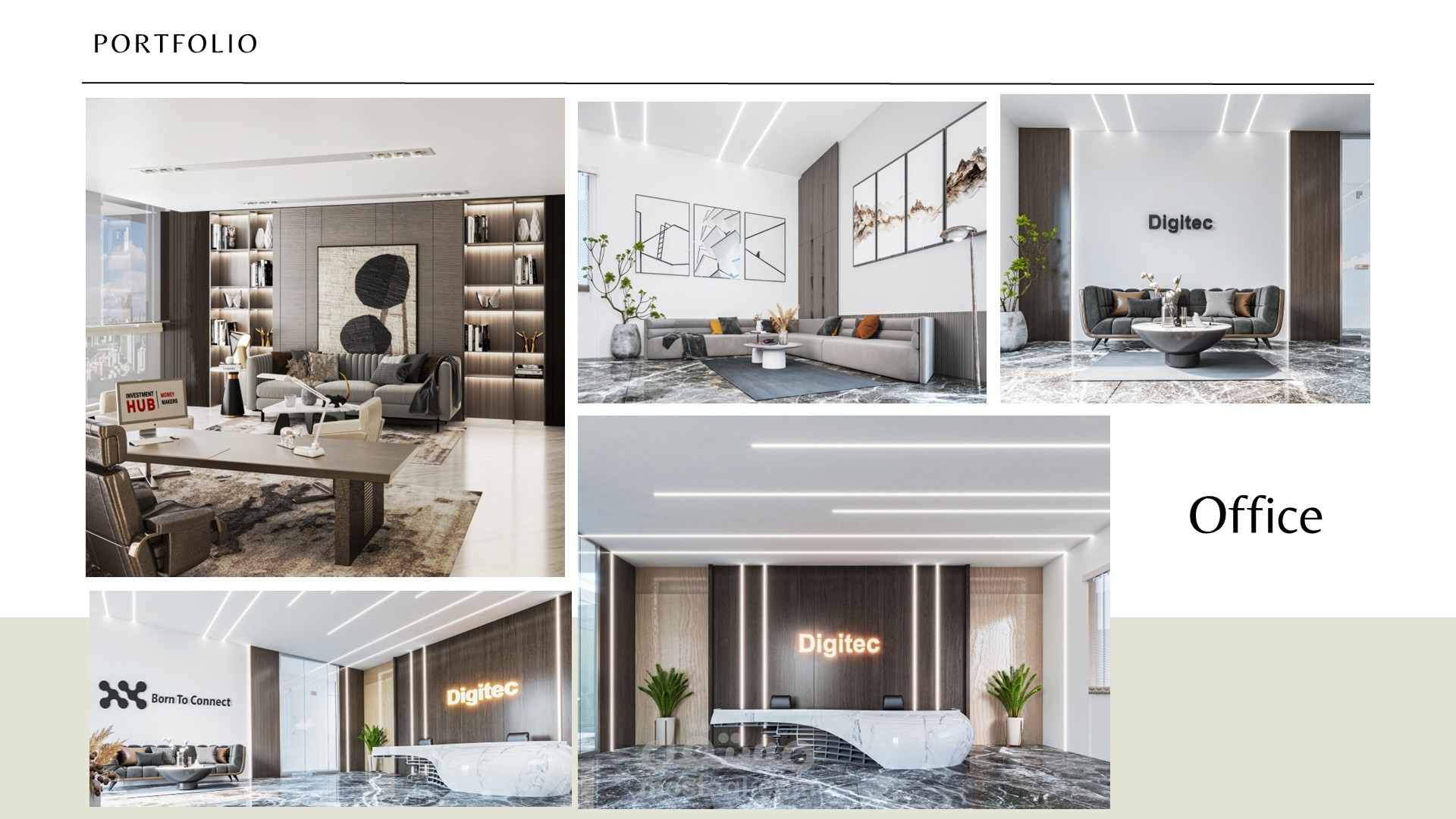 تصميم داخلي 3D  لمشروع سكني وإداري