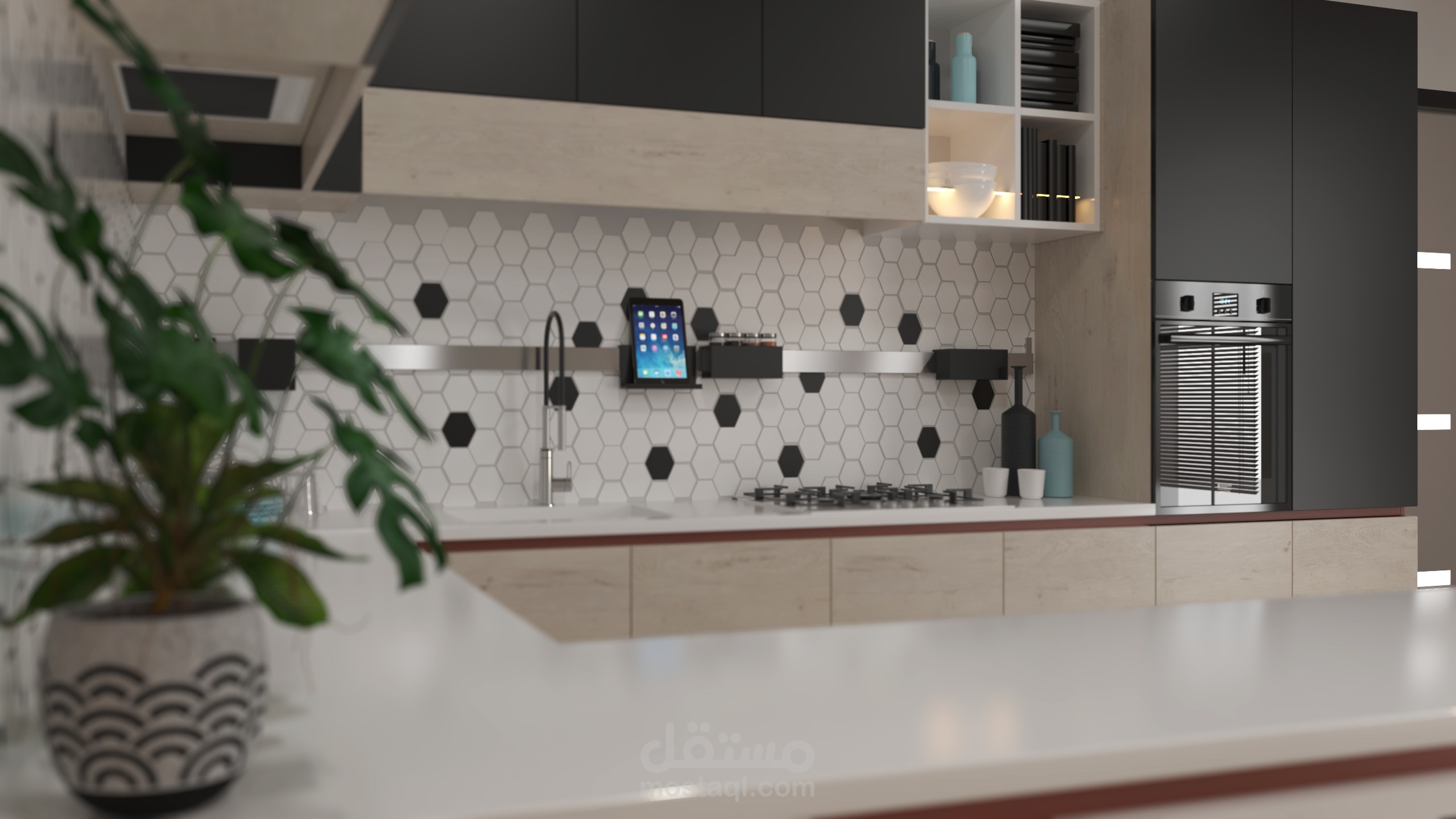 Living room with Kitchen